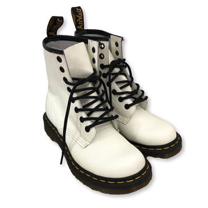 Dr Martens 1460 White Smooth Leather Lace Up Boots Size 6